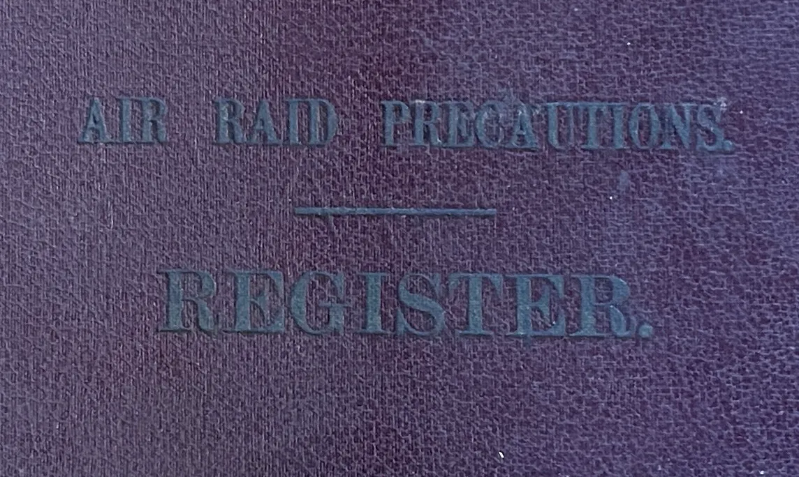 Detail from the cover of Oxford's Air Raid Precautions Register