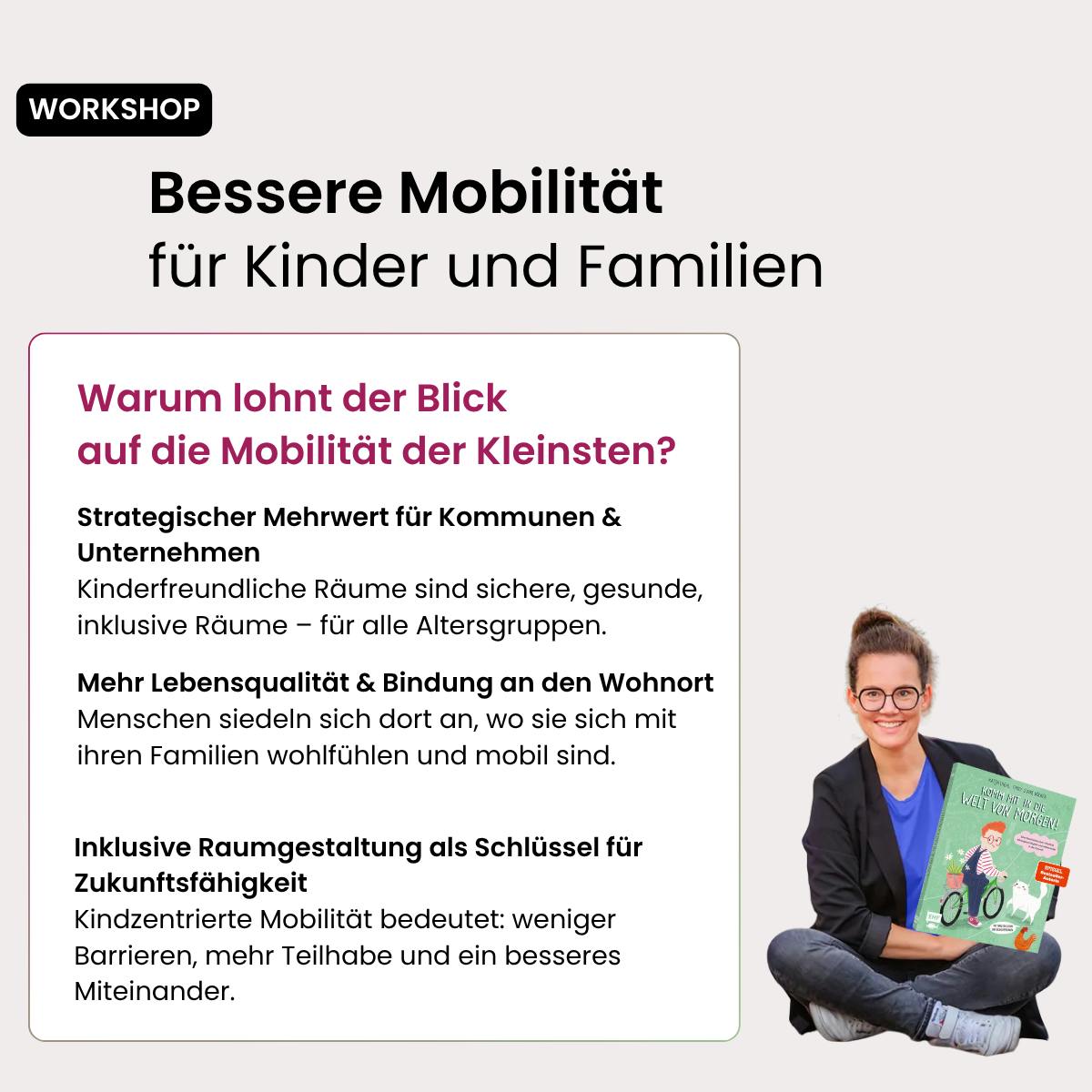 Faktensharepic zu einem Workshopformat zur besseren Mobilität von Kindern und Familien, das ich mit Freundinnen aus Österreich anbiete.