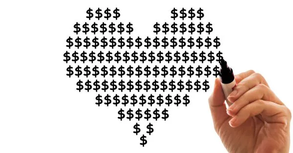 Ein Herz, das aus Dollar-Zeichen geformt wurde. / Bild: Canva