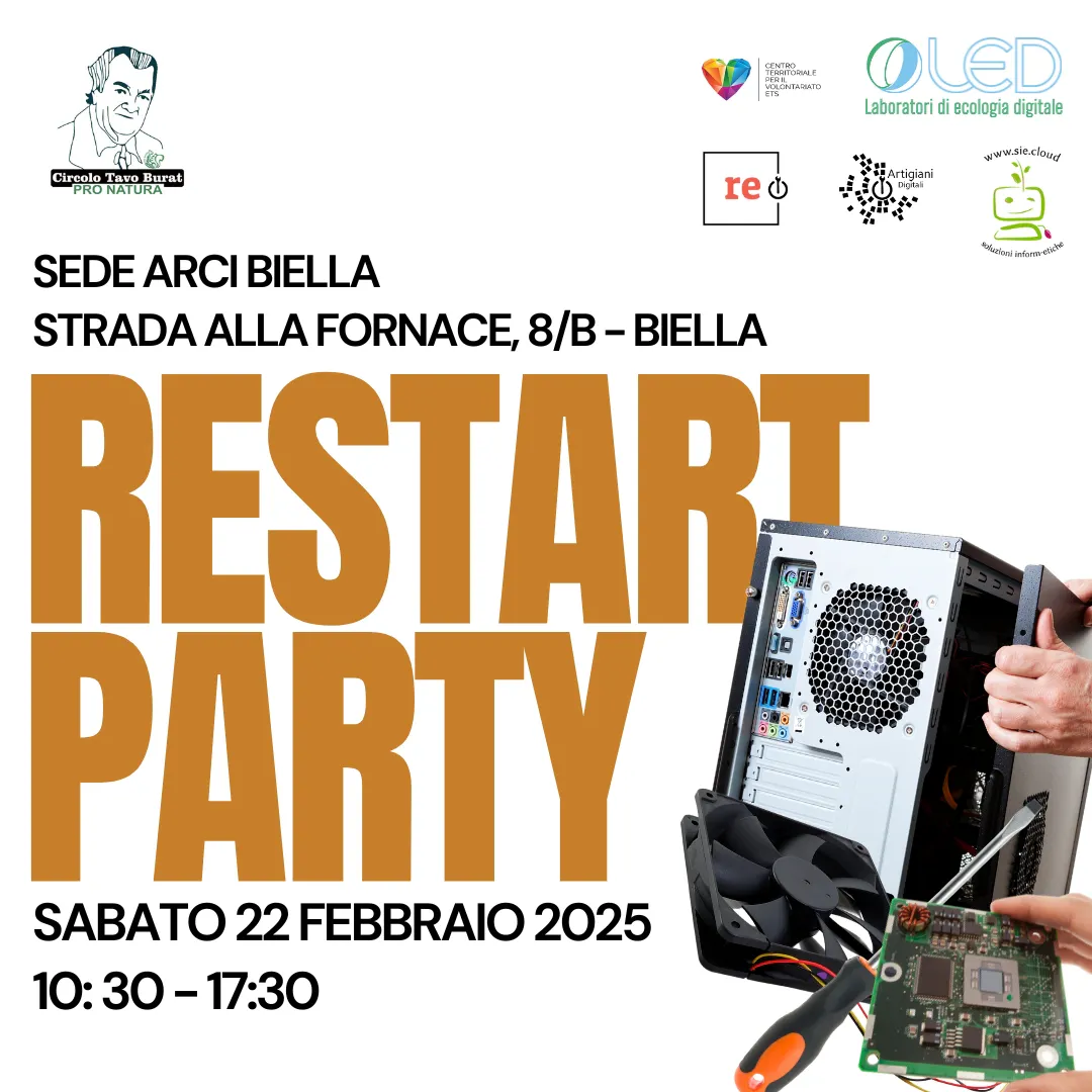 Restart Party sabato 22 febbraio 2025 Biella Salone ARCI