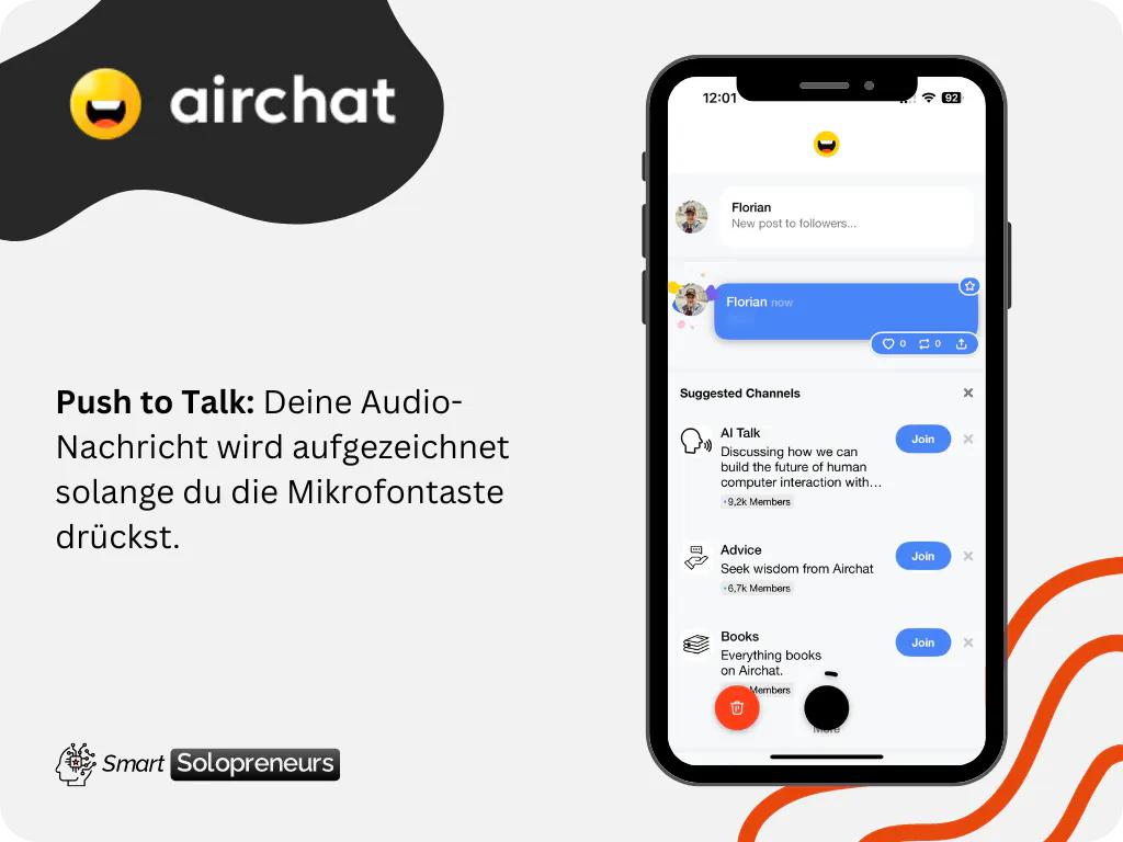 Deine Audio-Nachricht wird aufgezeichnet und automatisch transkribiert.