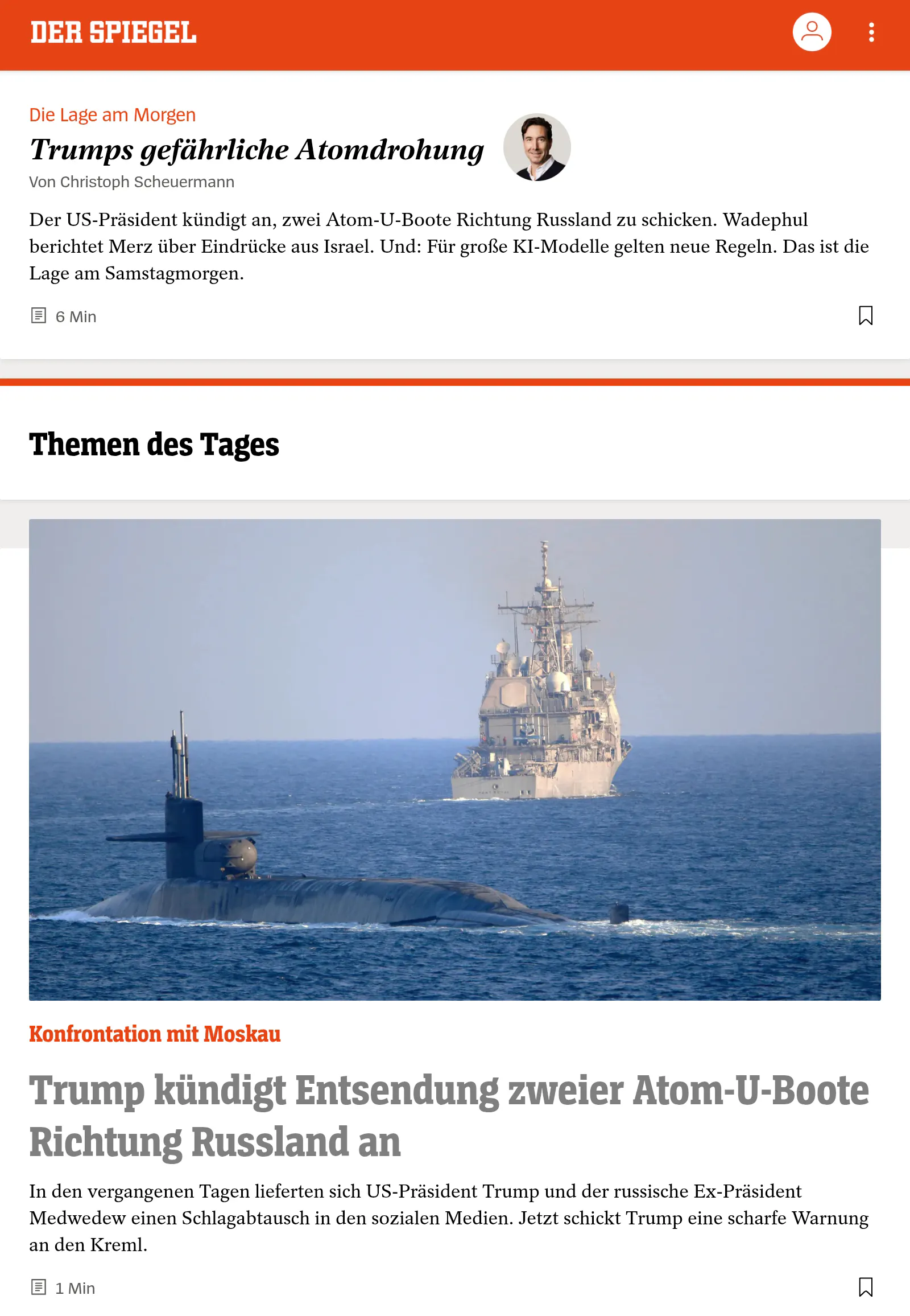 Screenshot der Spiegel-App