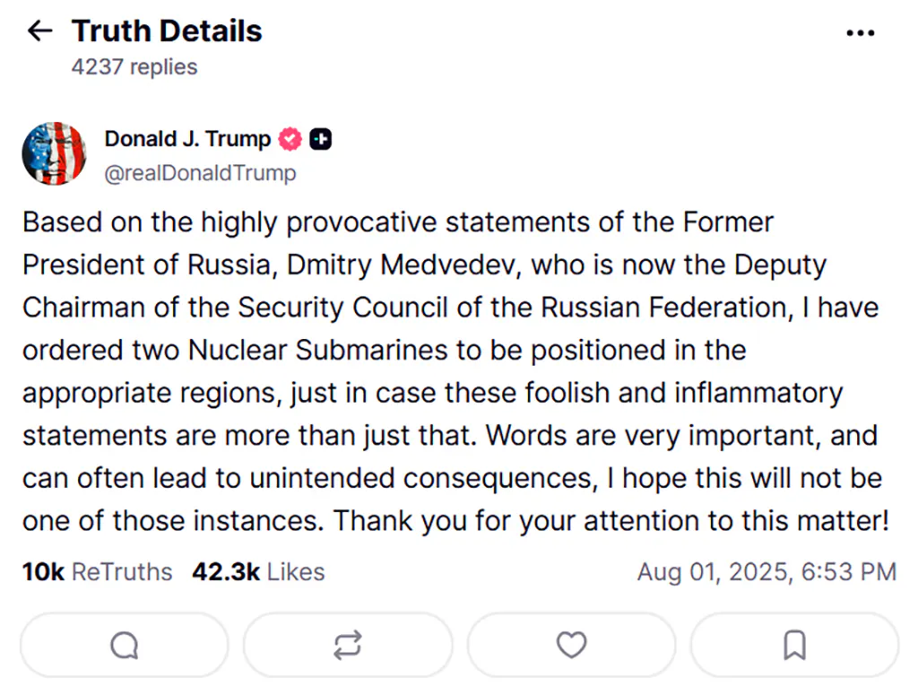 Screenshot: Trumps Posting
