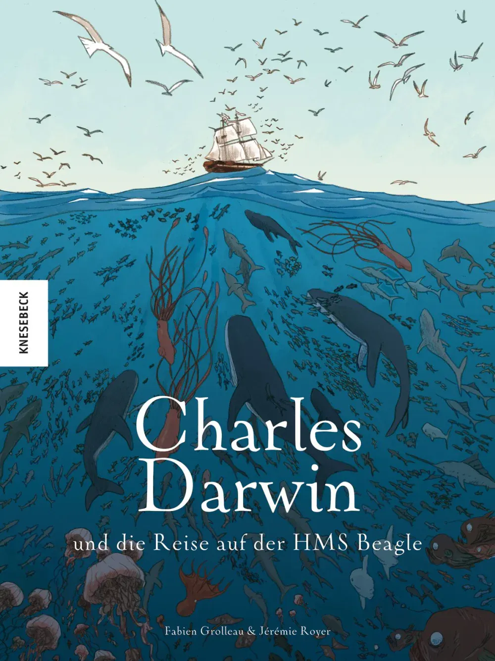 Cover des Comics "Charles Darwin und die Reise auf der HMS Beagle" von Fabien Grolleau und Jérémie Royer aus dem Knesebeck Verlag.
