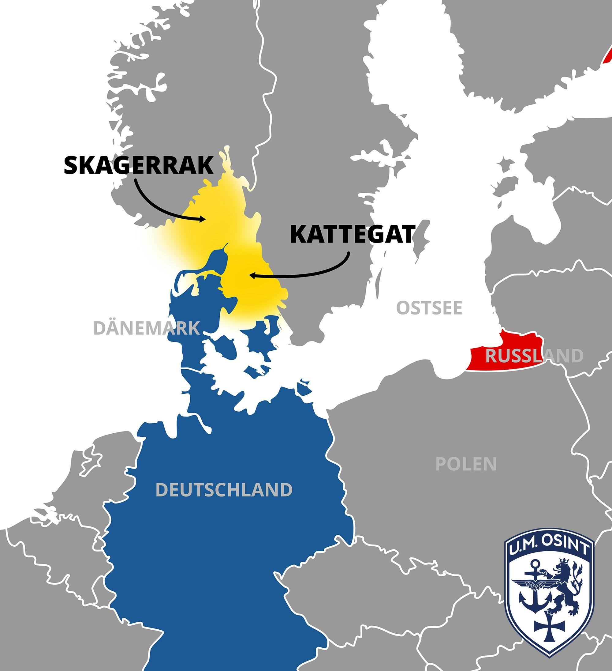 Stilisierte Karte von Kattegat und Skagerak