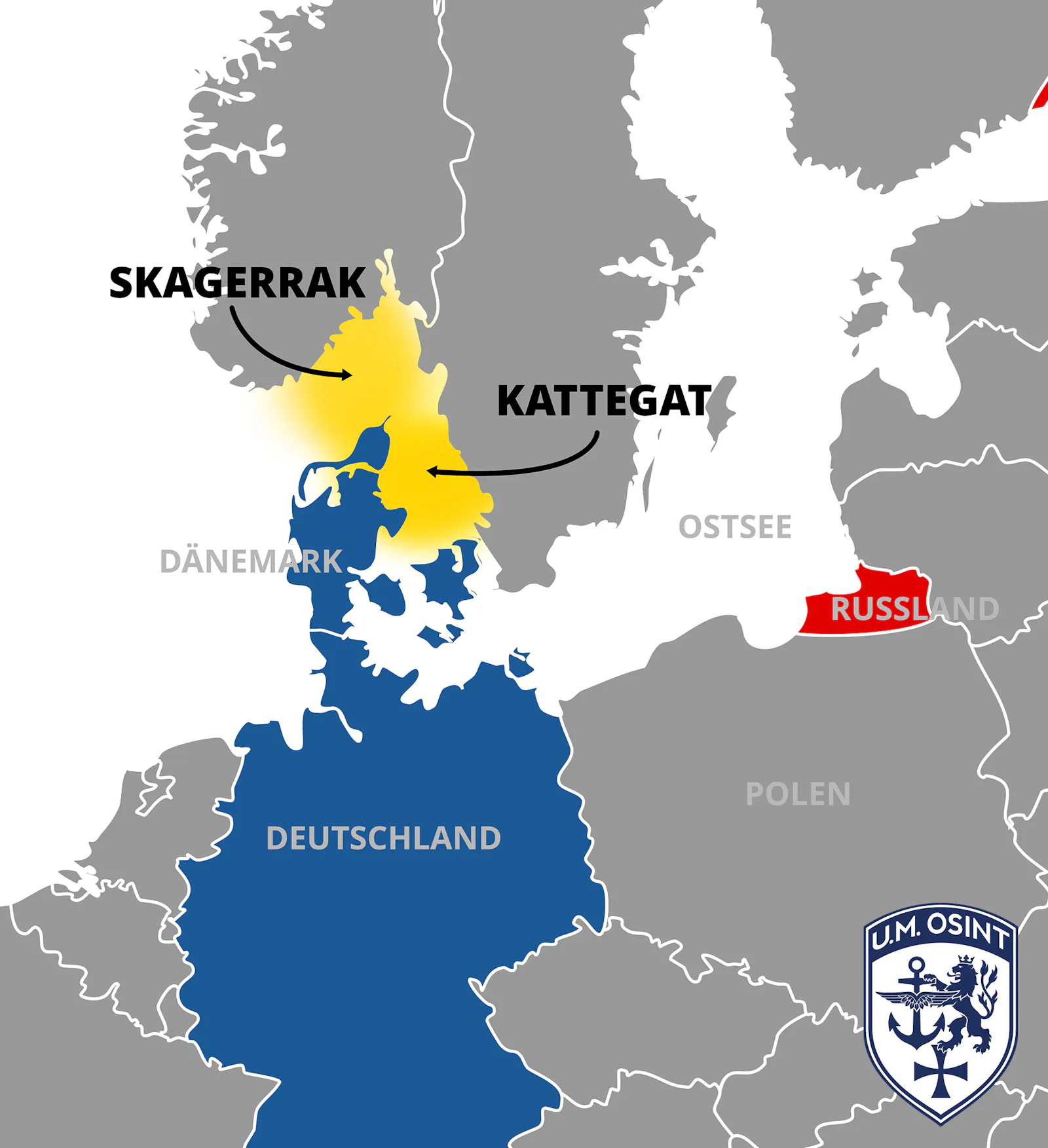 Stilisierte Karte von Kattegat und Skagerak
