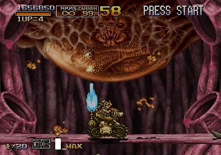 Animated GIF of a chaotic battle in an old-school shooter game
