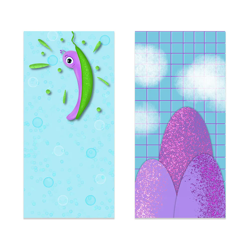 Geschenk für steady Mitgliedschaft zur Unterstützung für Sandra Bredtmann Illustratorin zwei Handy-Hintergrundbilder mit Cartoon Zeichnung in Kawaii Stil