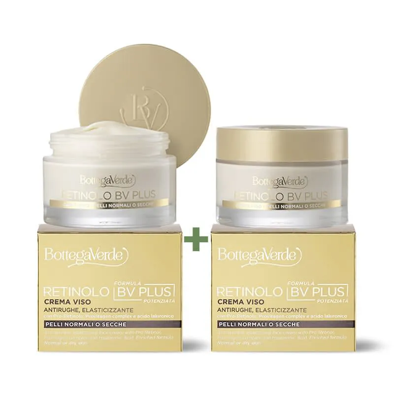 Offerta 2 pezzi Retinolo Bv Plus - Crema viso - Formula potenziata - antirughe elasticizzante - con Pro-Retinolo, Provitagen complex e acido laluronico - pelli normali o secche
