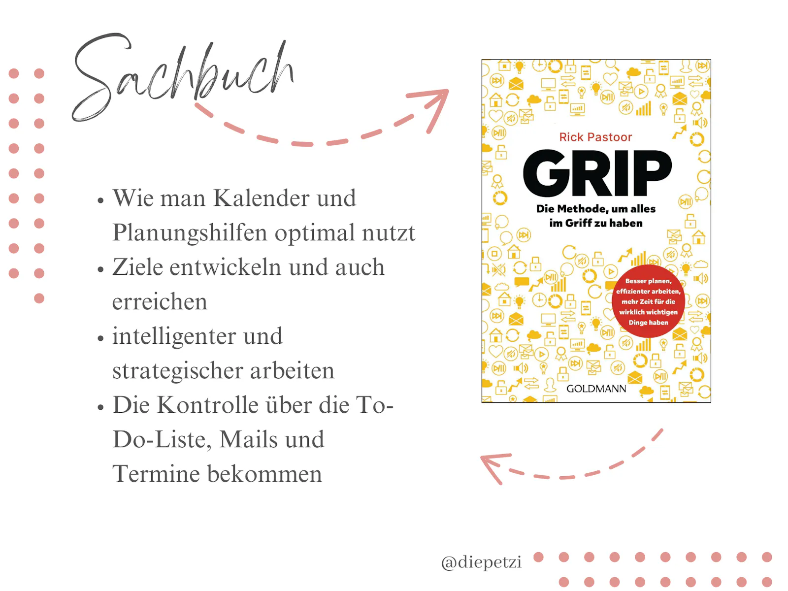 Info-Grafik zum Buch "Grip - Die Methode, um alles im Griff zu haben".