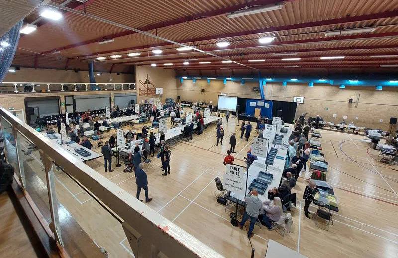 Election count at Donyngs leisure centre, Redhill, for Reigate & Banstead Borough Council elections May 2023