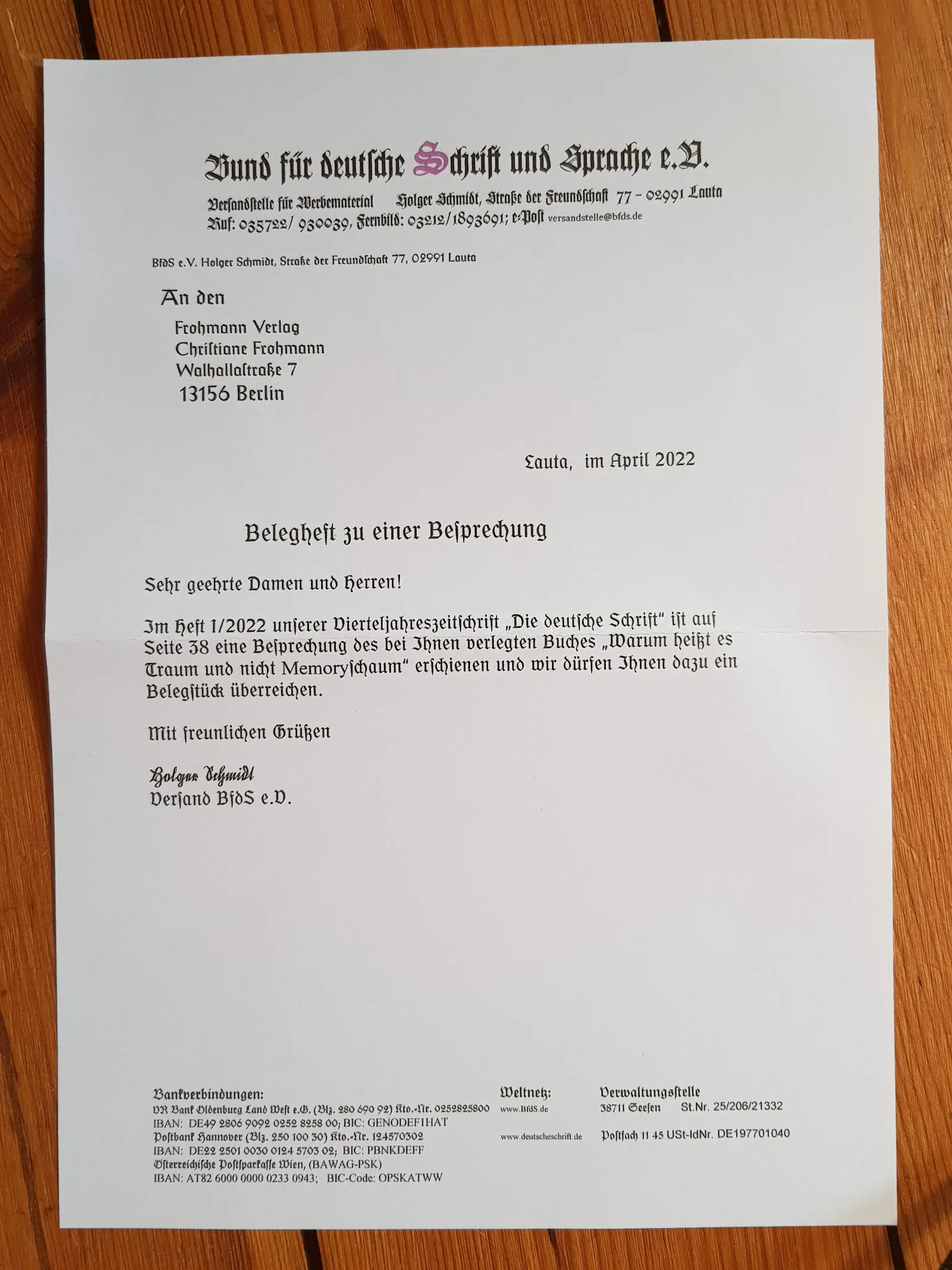 Brief komplett in Frakturschrift