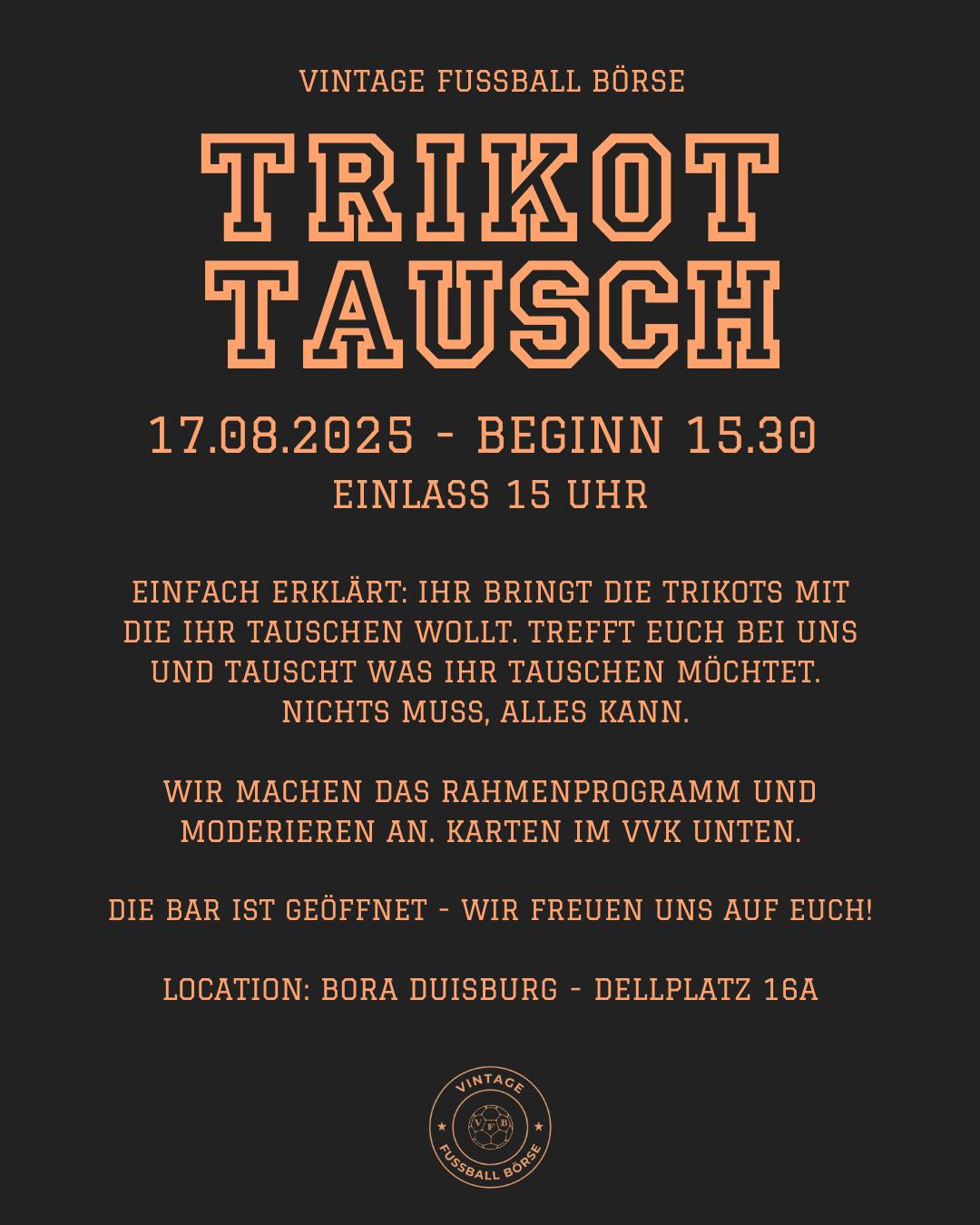 Vintage Fussball TrikotTausch Veranstaltungshinweis