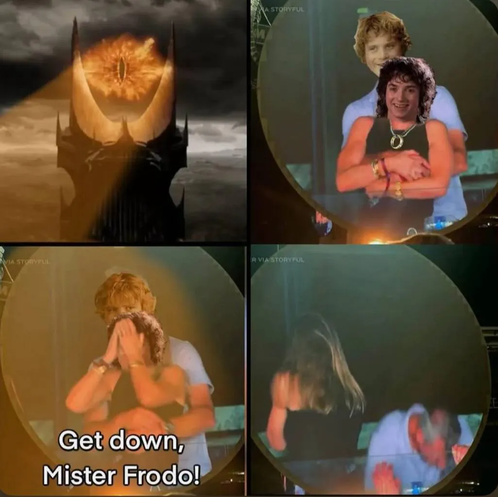 Meme der Erwischten mit Sam und Frodo aus Herr der Ringe
