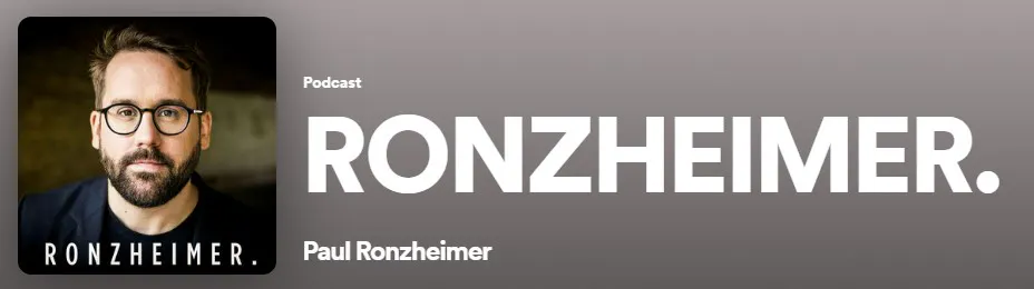 Screenshot von Spotify: In Thumbnail, Titel und Autorenschaft des Podcasts liest man "Ronzheimer".