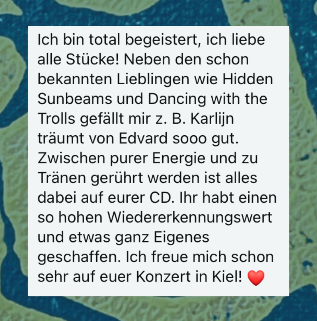Feedback zu unserem neuen Album von einer Unterstützerin aus dem Crowdfunding