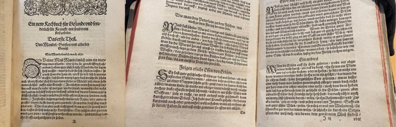 Screenshot of three of the Book's pages
