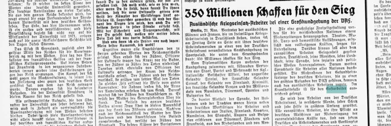 Zeitungstext. 350 Millionen schaffen für den Krieg