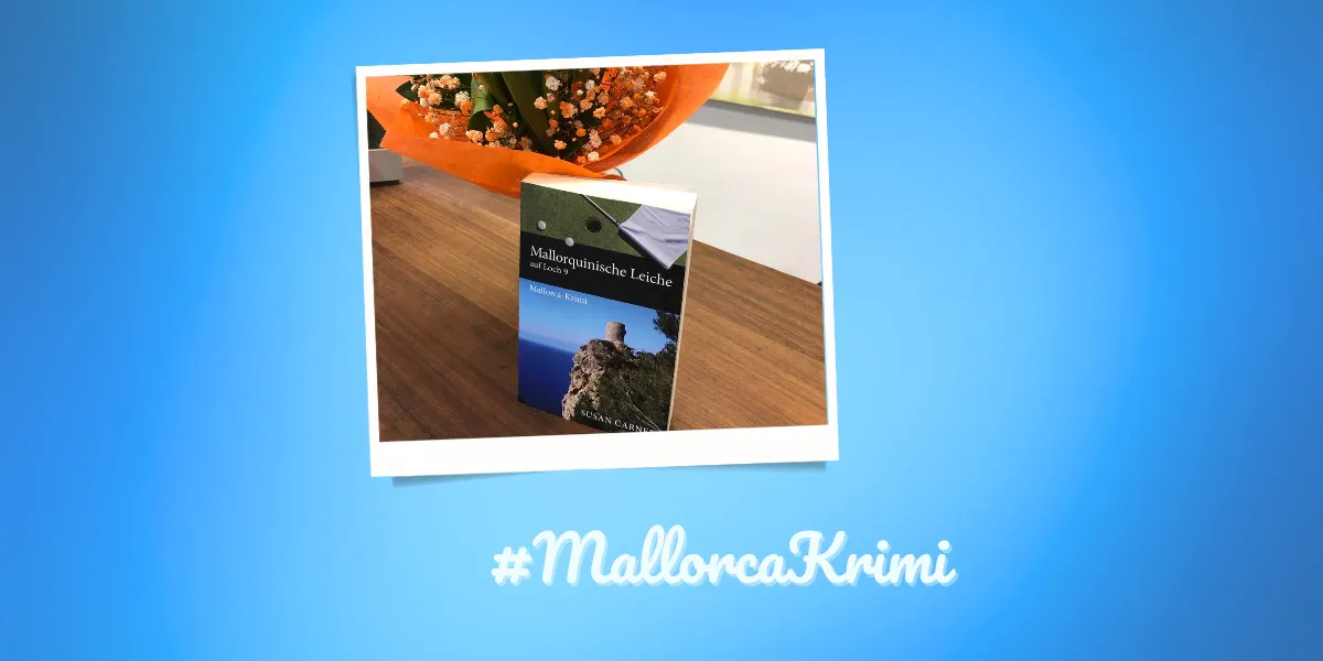 Buchtitel des MallorcaKrimis auf hellblauem Grund