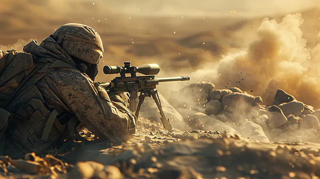 Ein Sniper beim Schuss.