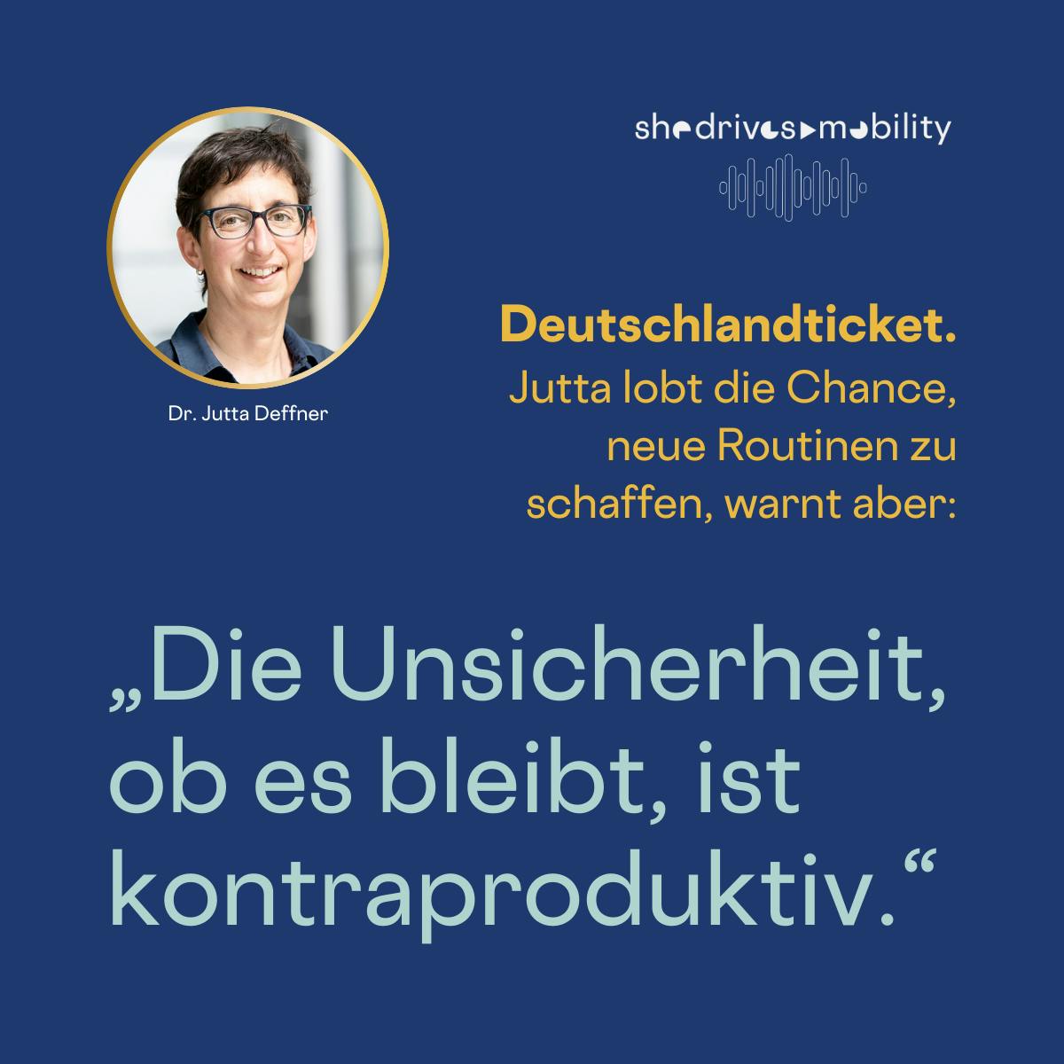 Deutschlandticket.
Jutta lobt die Chance, neue Routinen zu schaffen, warnt aber:
„Die Unsicherheit, ob es bleibt, ist kontraproduktiv."