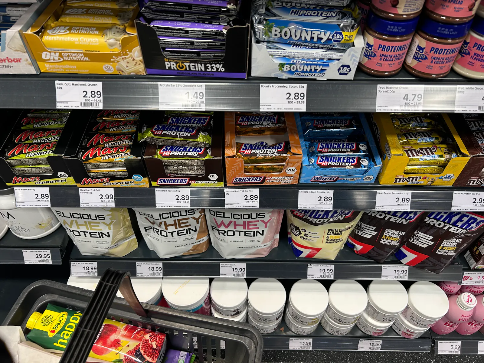 Snickers-, Bounty-, Twix-Proteinriegel