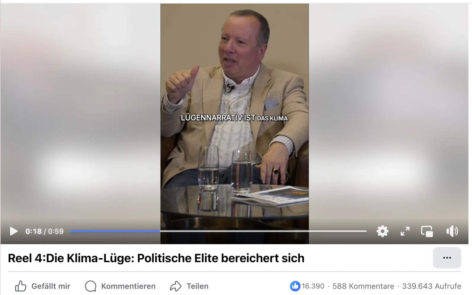 Ein Mann erklärt in einem Video-Standbild das Klima zum Lügen-Narrativ