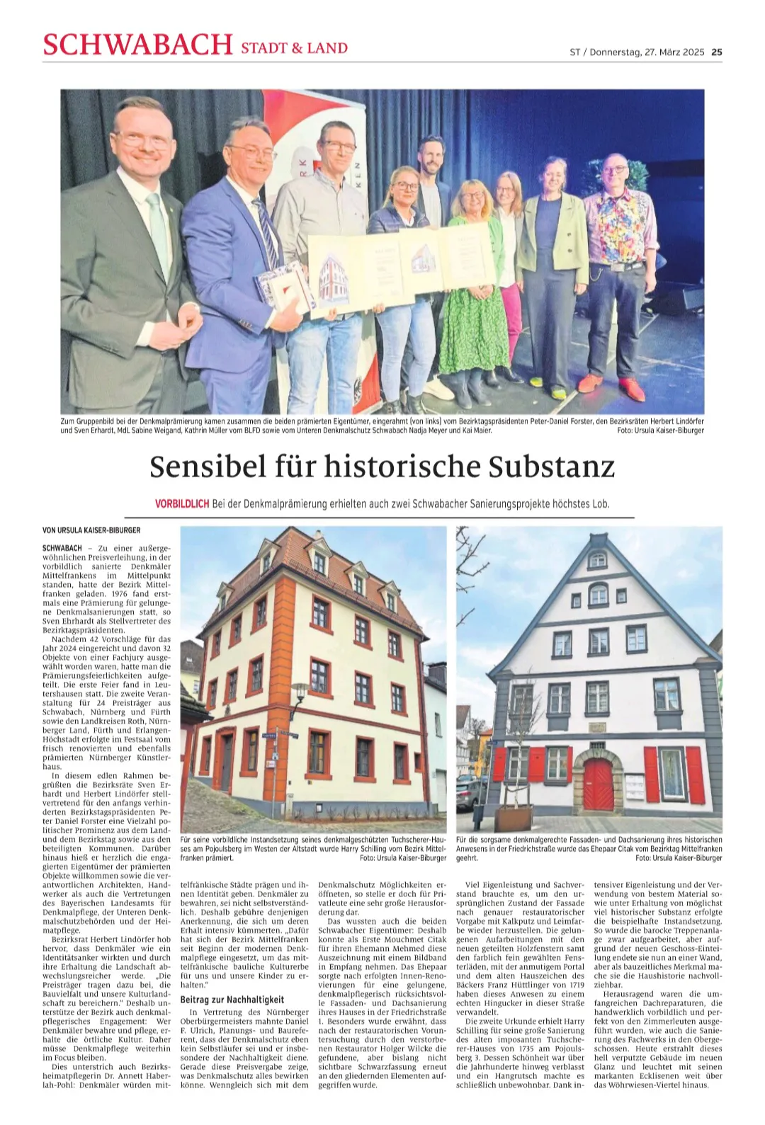 Prämierte Schönheiten in meiner Heimatstadt Schwabach
Zeitungsartikel 27.03.25