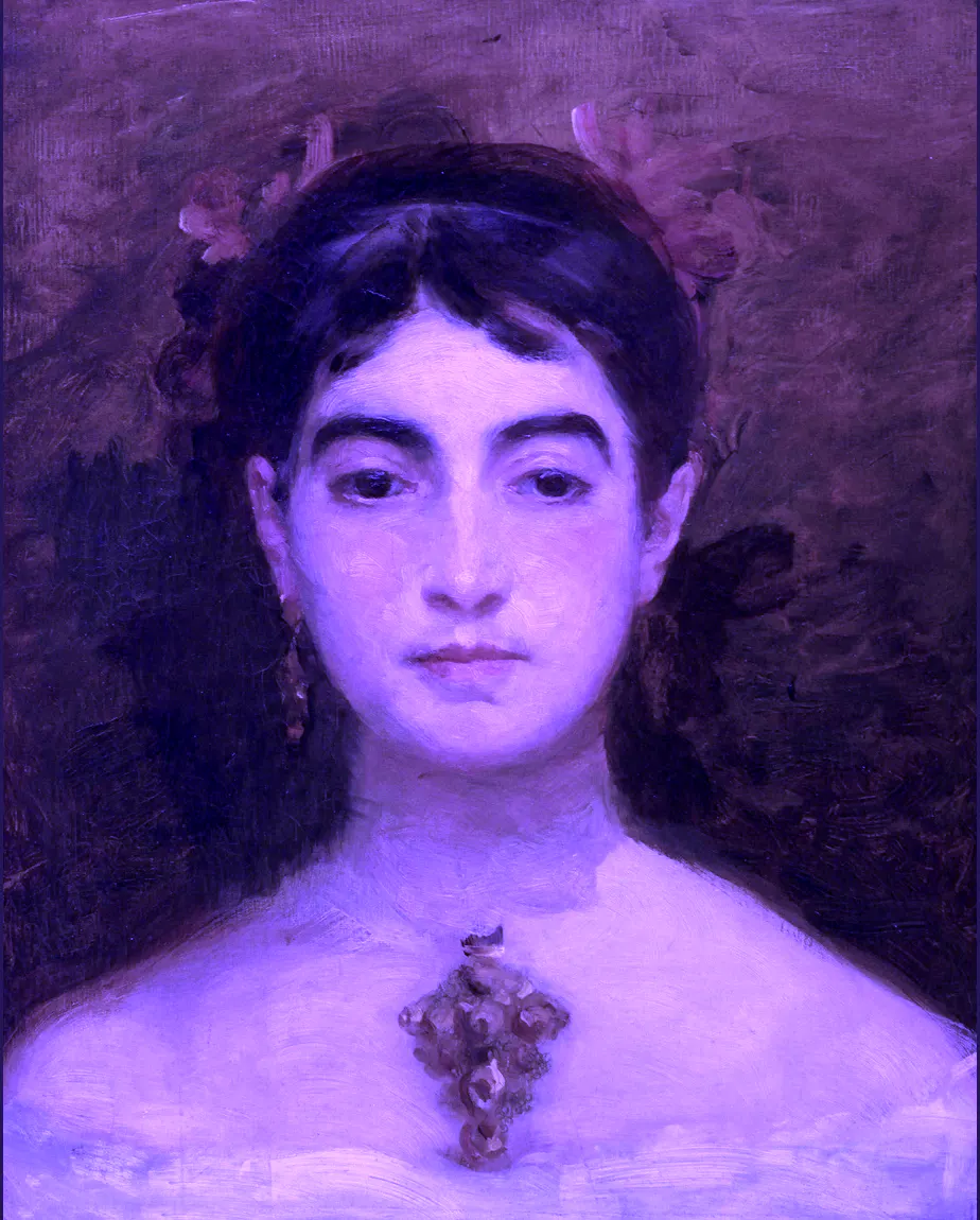Selbstporträt von Marie Bracquemond mit abwesendem Blick
