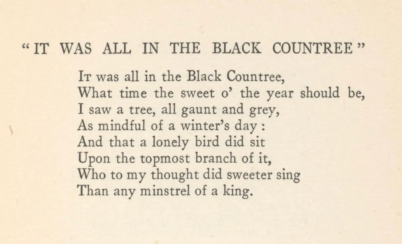 G.B. Smith, "It was all in the Black Countree", from A Spring Harvest, ed. J.R.R. Tolkien with Christopher Wiseman (Erskine Macdonald, 1918)