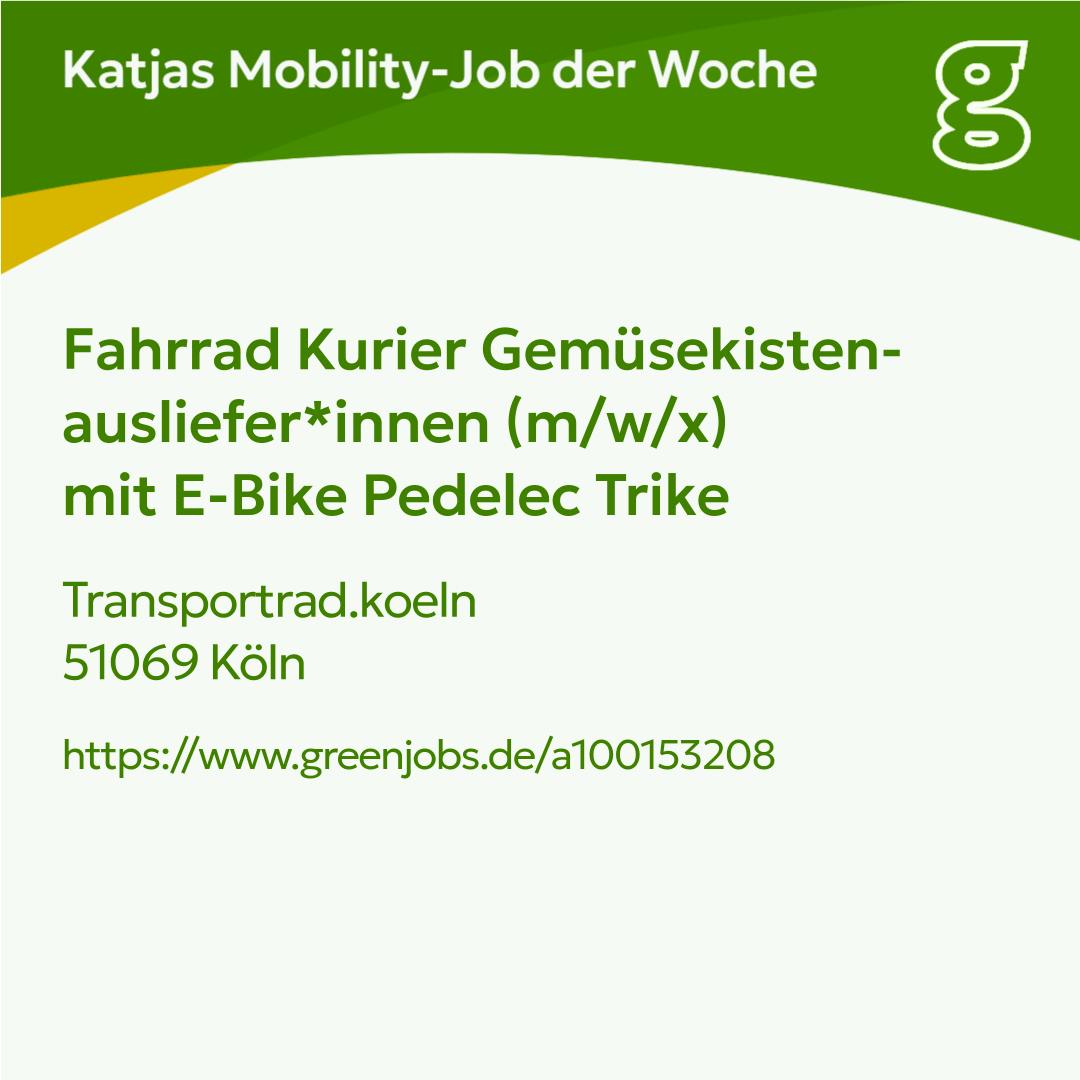 Jobanzeige Fahrradauslieferung von Gemüsekisten in Köln.