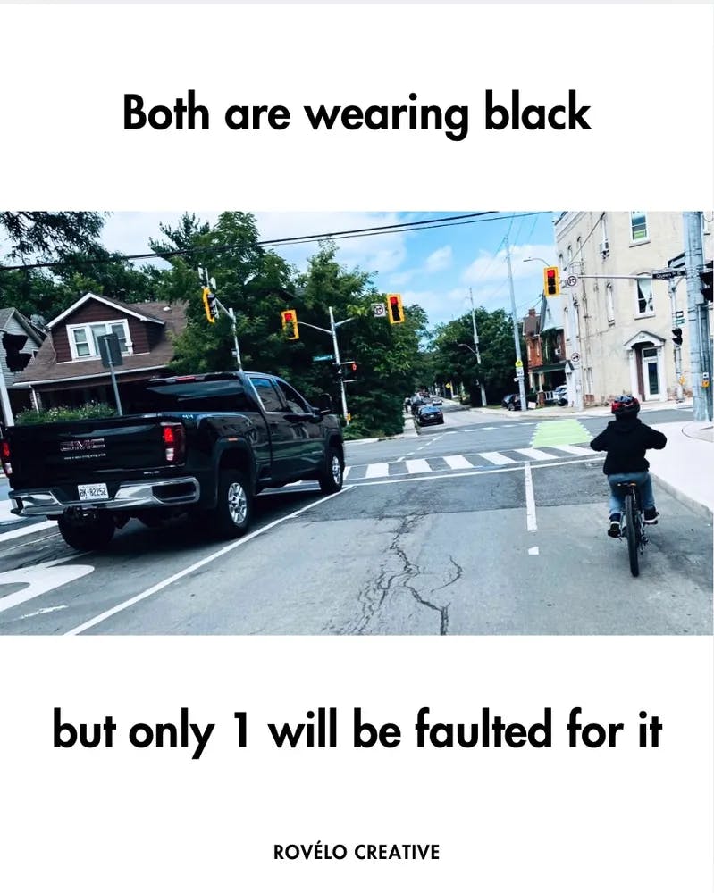 Both are wearing black, but only 1 will be faulted for.