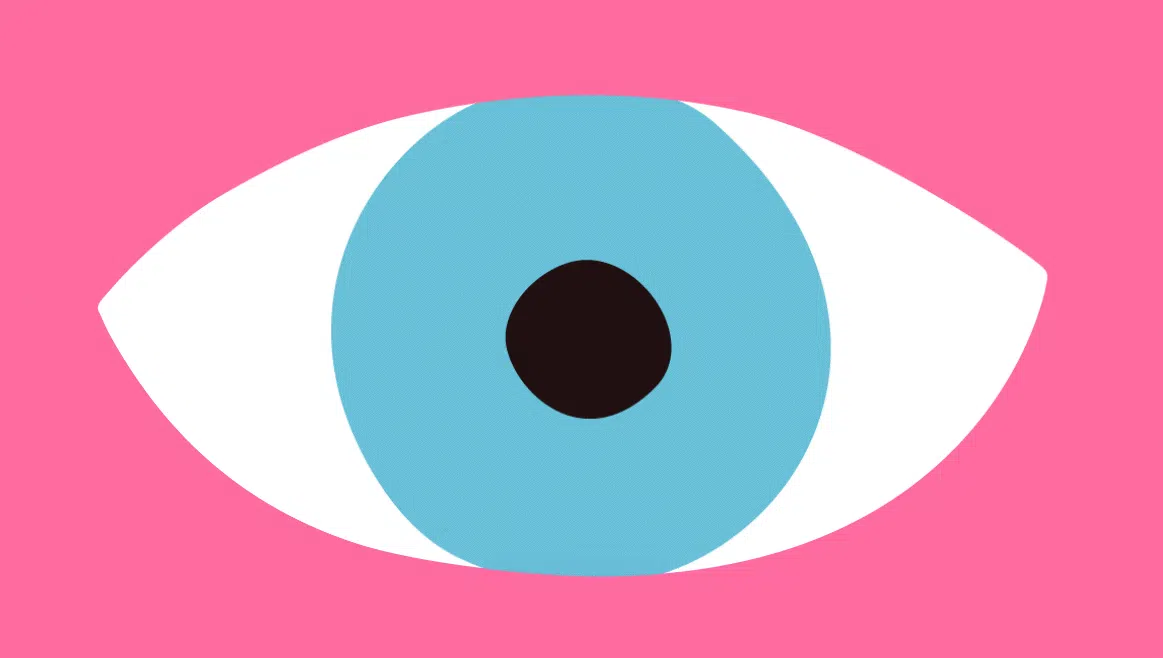 Auge schaut zur Seite.