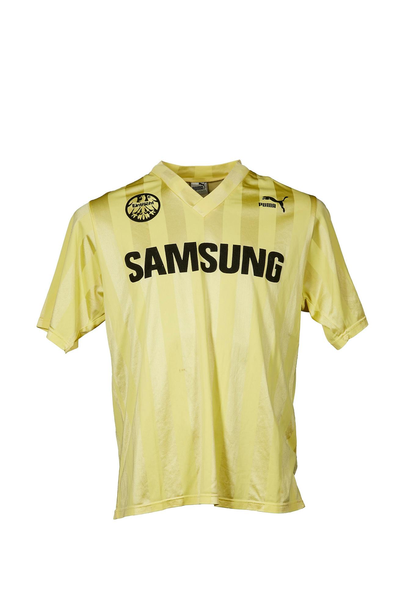 Gelbes Spielertrikot von Manni Binz aus der Saison 1992/93