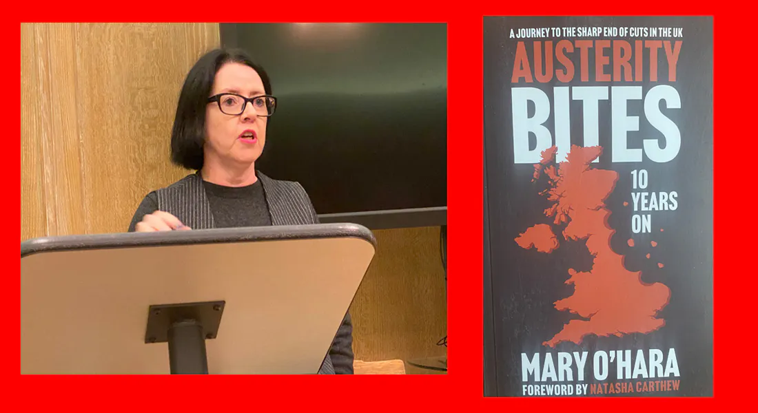 Image of journalist Mary O'Hara at her book launch at Queen's University Belfast