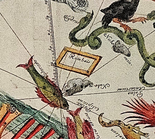 Rhombus auf einer Sternenkarte aus dem Jahr 1679