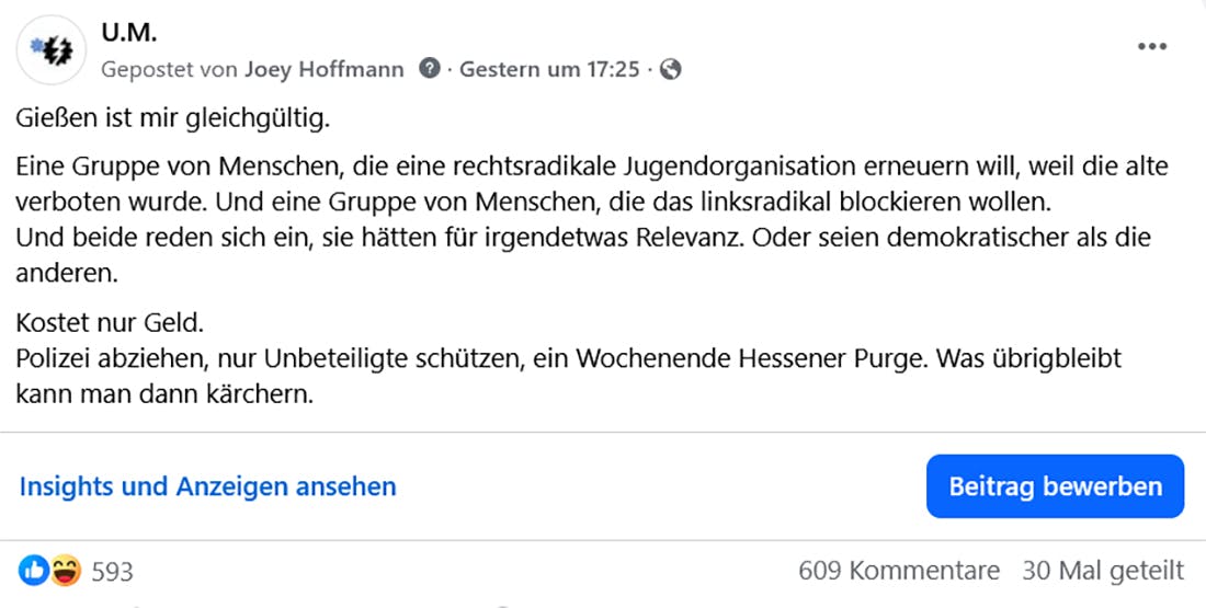 Screenshot des Postings