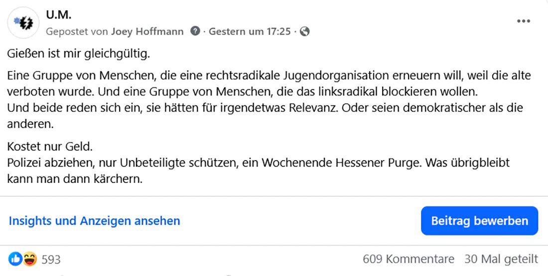 Screenshot des Postings