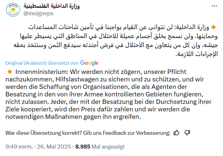 Screenshot des Postings auf X.