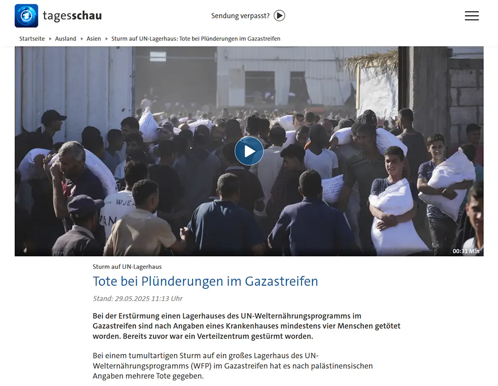 Screenshot der Tagesschau.