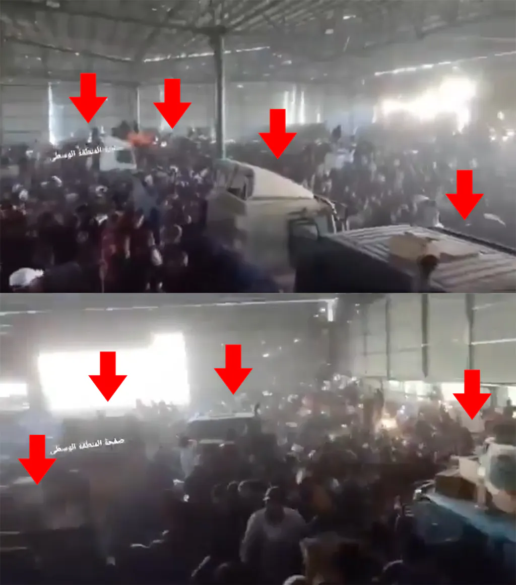 Screenshots aus der Halle während der Stürmung.