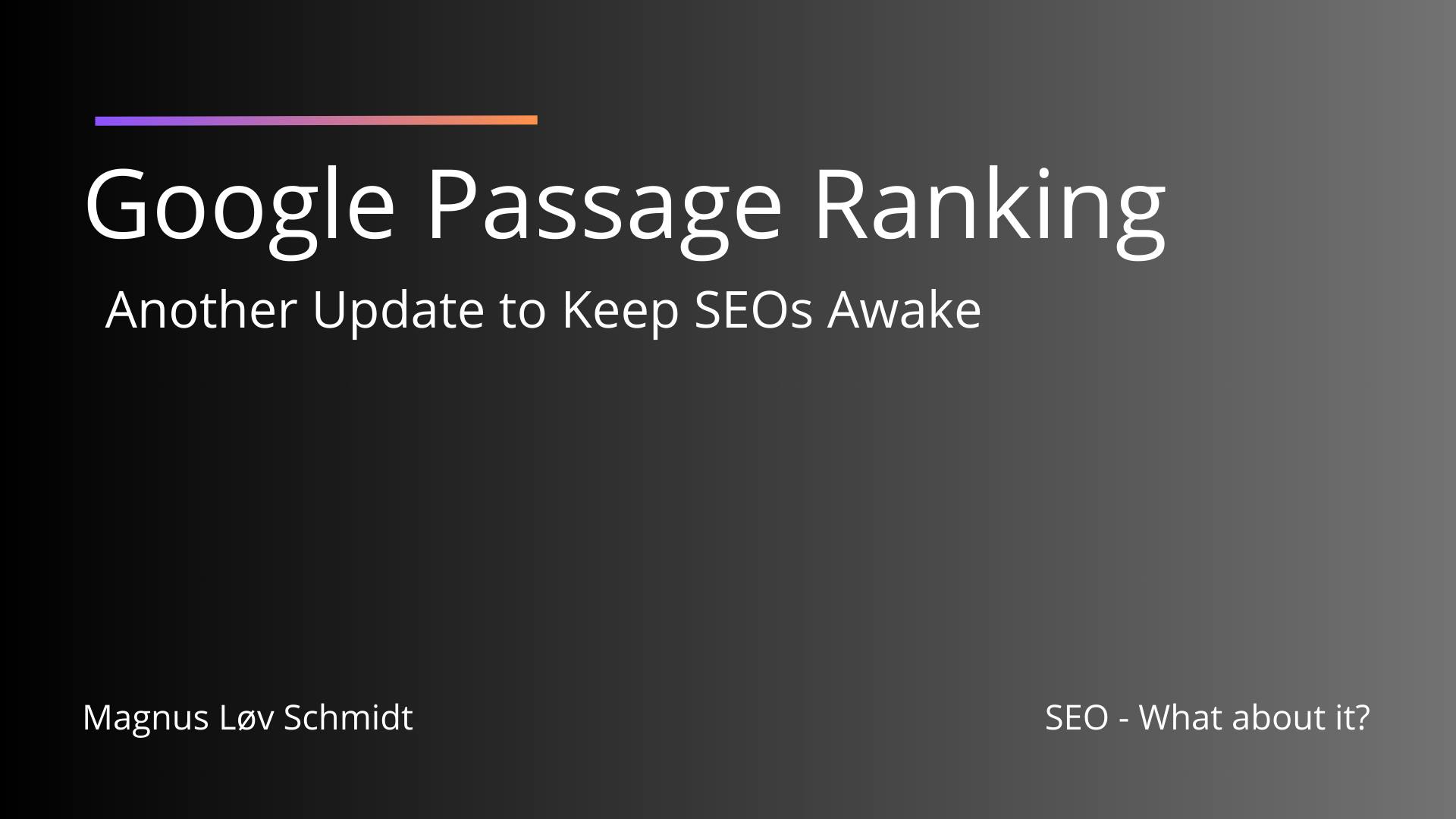 Google Passage Ranking