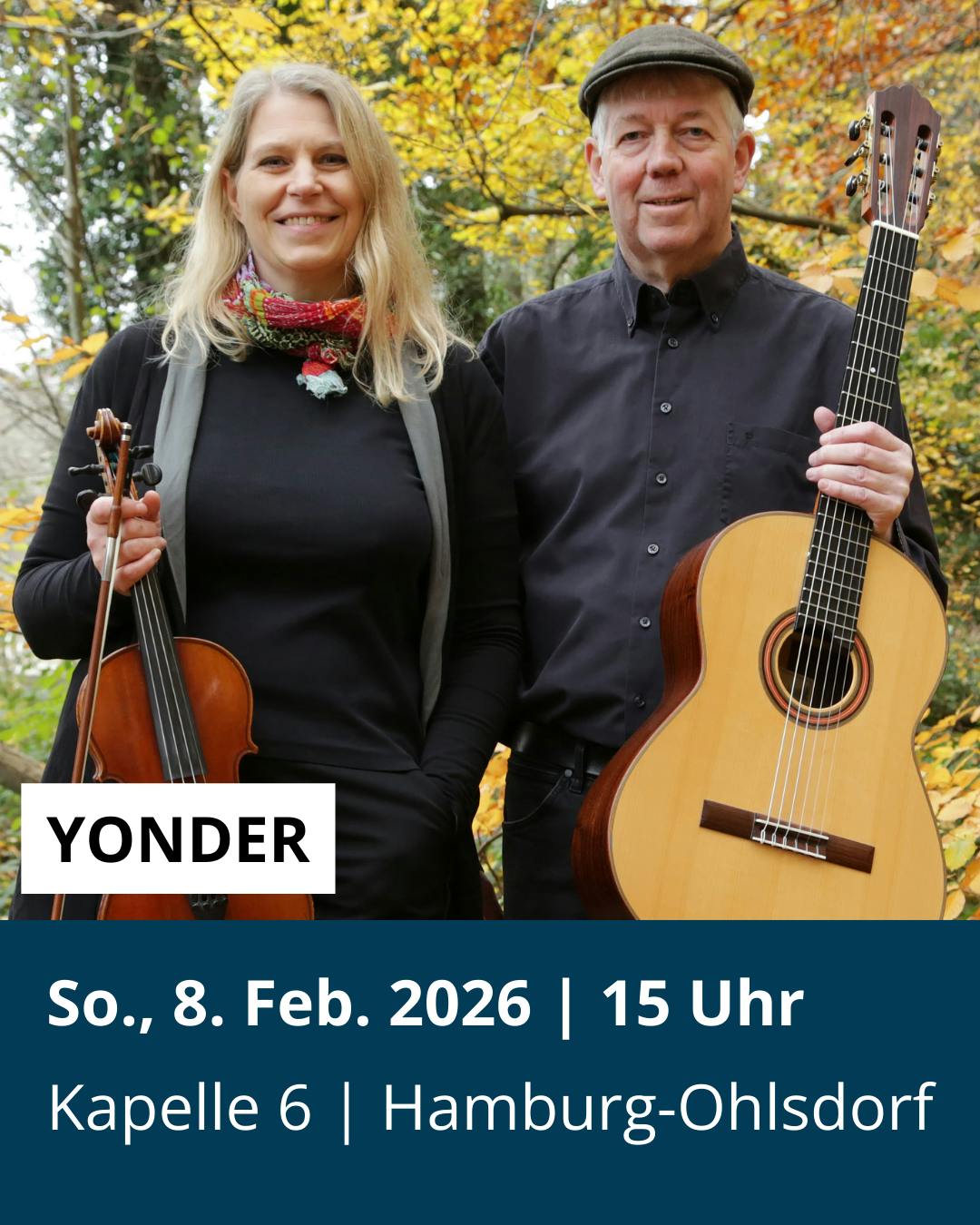 Konzertflyer mit Foto von Gika und Olaf, Datum und Ort