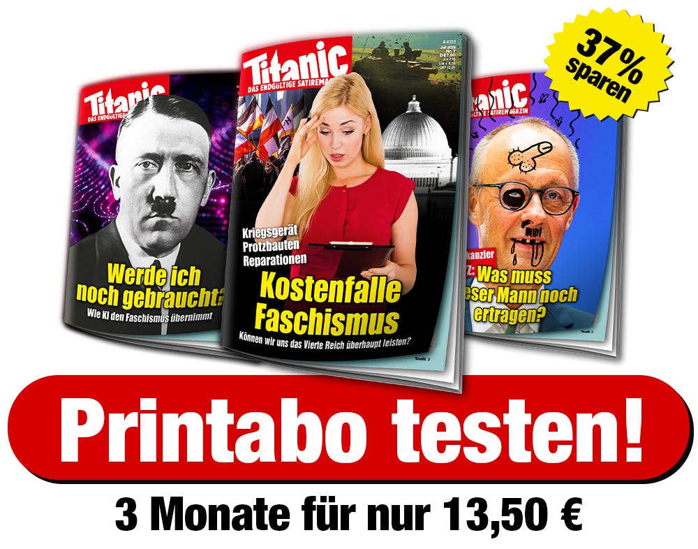 Die Cover der letzten drei Ausgaben. 
Text: Printabo testen! 3 Monate für nur 13,50€
37 % sparen