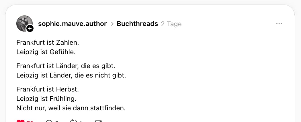 Frankfurt ist Zahlen - Leipzig ist Gefühle