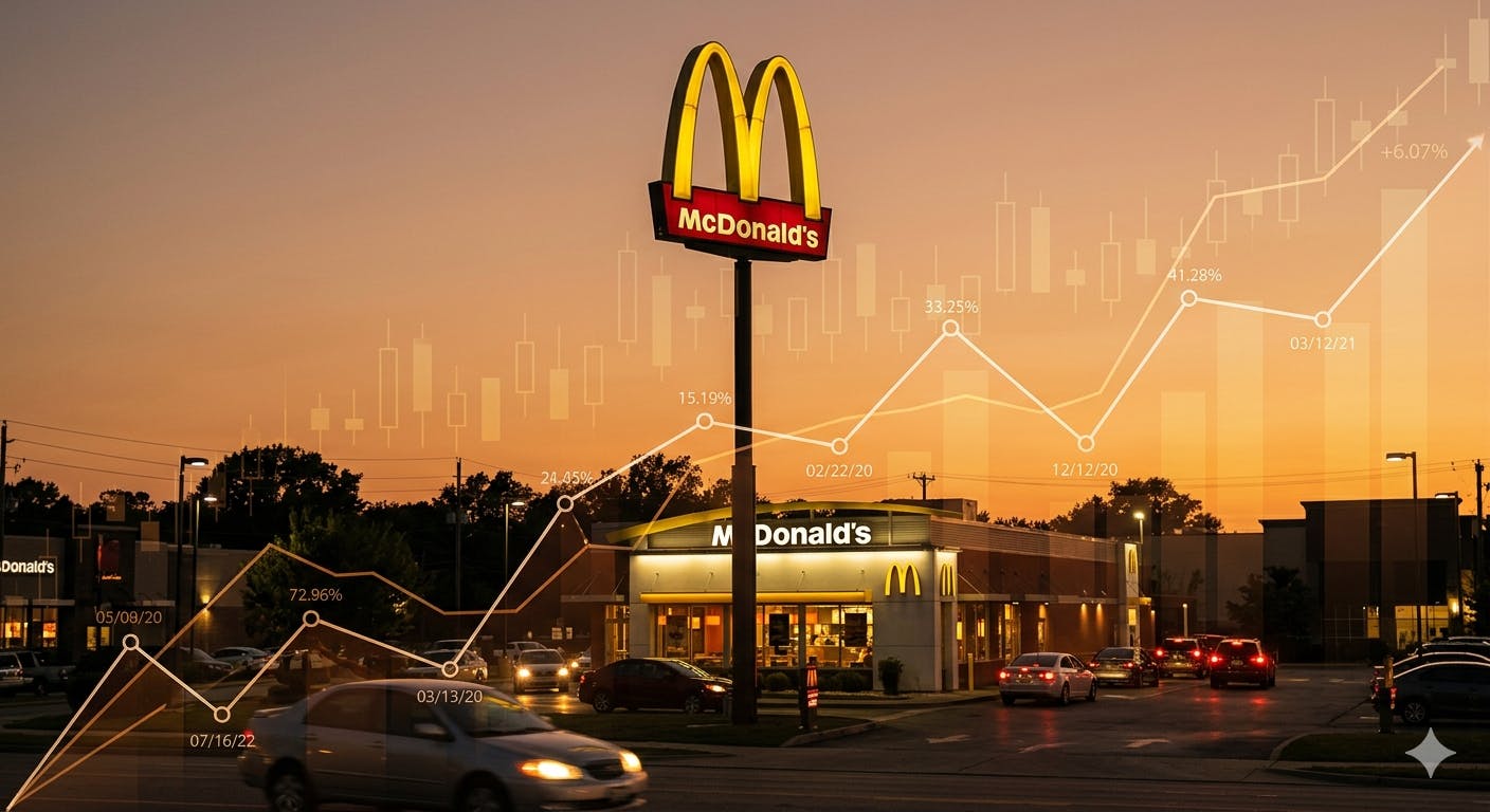 McDonald's golden arches at dusk