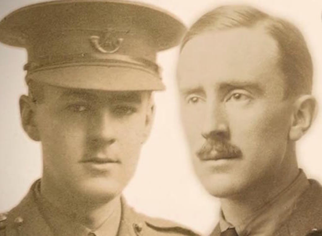 G.B. Smith and J.R.R. Tolkien in British Army uniform, 1915–16