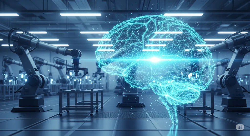 digital twin in an industrial environement as depicted by AI
