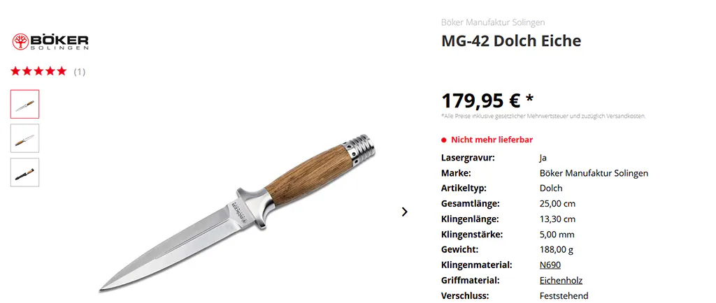 Screenshot des Online-Shops