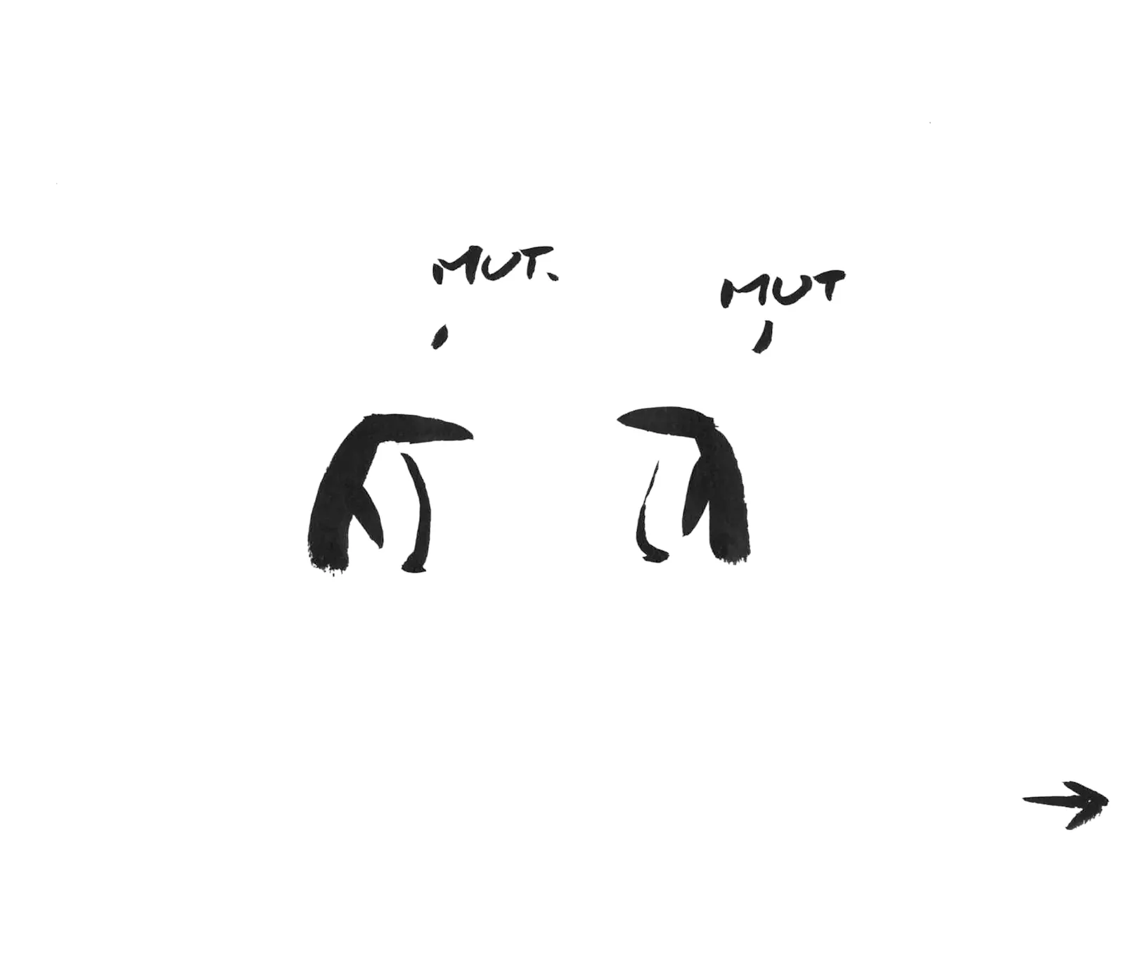 Bild 2: Der eine Pinguin sagt: „Mut. Der andere sagt: „Mut.“